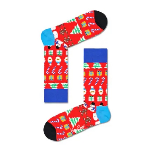HAPPY SOCKS 4 Pack HAPPY HOLIDAYS Cotton Blend Crew Sock Gift Set UNISEX NEW - Picture 8 of 10